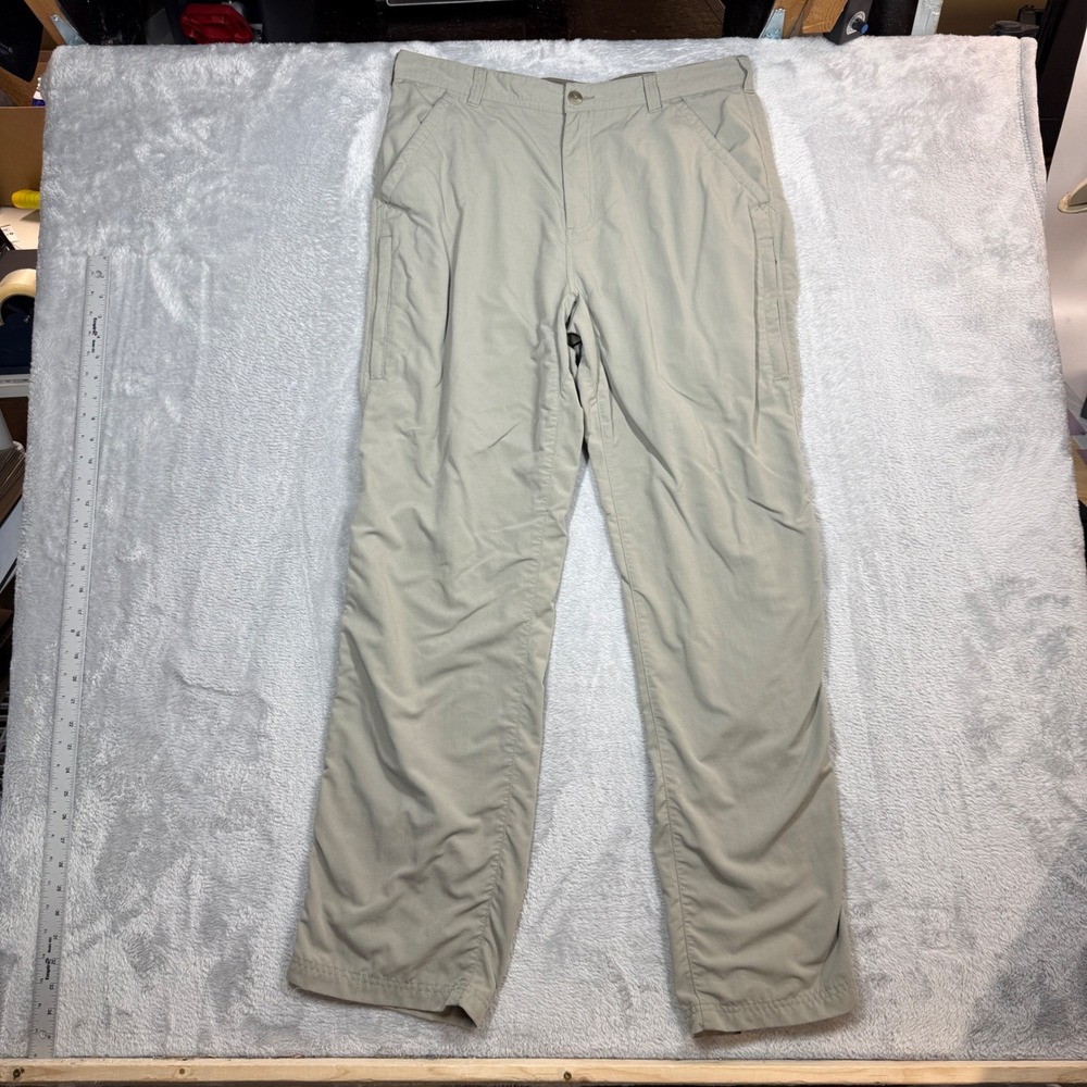 REI Sahara Hiking Pants Mens 36x34 (Fits 36x32) Beige Nylon Cargo Outdoor Nature